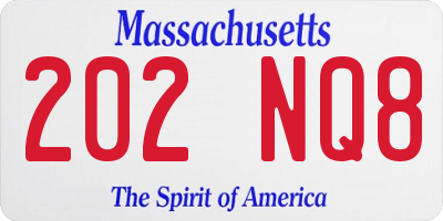 MA license plate 202NQ8