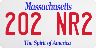 MA license plate 202NR2