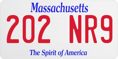 MA license plate 202NR9