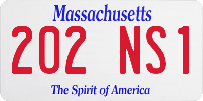 MA license plate 202NS1