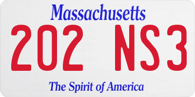 MA license plate 202NS3