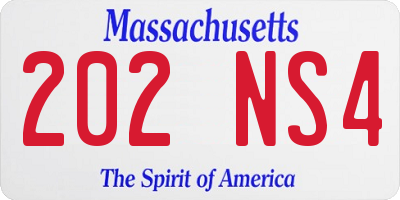 MA license plate 202NS4