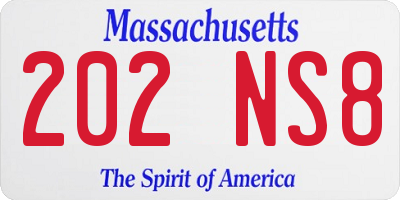 MA license plate 202NS8