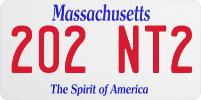 MA license plate 202NT2