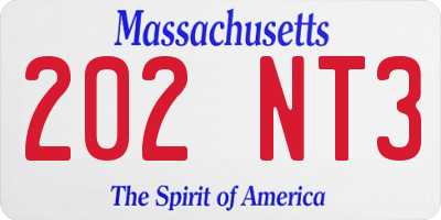 MA license plate 202NT3