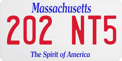 MA license plate 202NT5