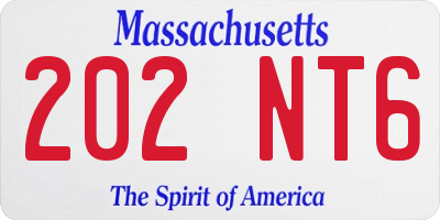 MA license plate 202NT6