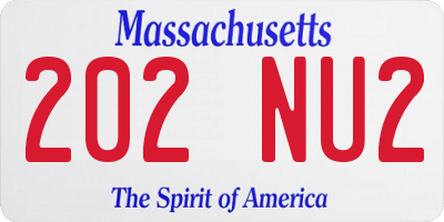 MA license plate 202NU2