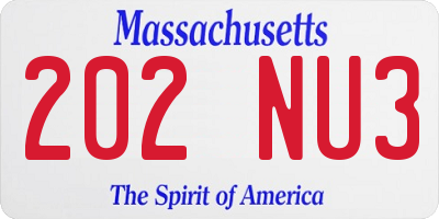 MA license plate 202NU3