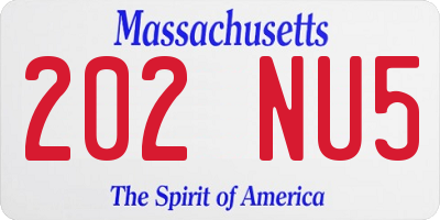 MA license plate 202NU5