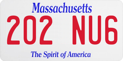 MA license plate 202NU6