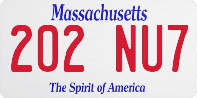 MA license plate 202NU7