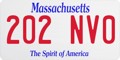 MA license plate 202NV0