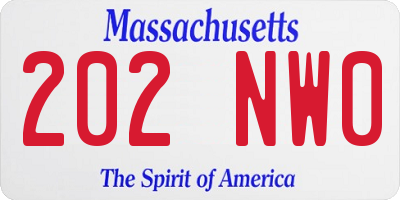 MA license plate 202NW0