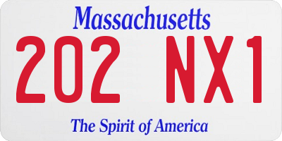 MA license plate 202NX1