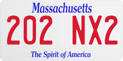 MA license plate 202NX2