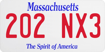 MA license plate 202NX3