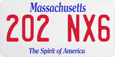 MA license plate 202NX6