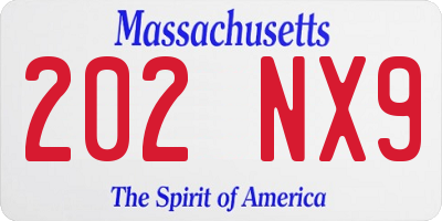 MA license plate 202NX9