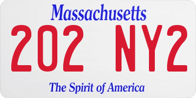 MA license plate 202NY2