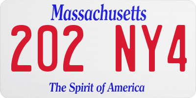 MA license plate 202NY4