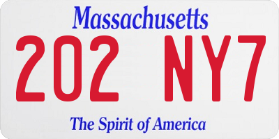 MA license plate 202NY7