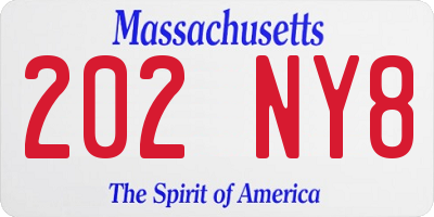 MA license plate 202NY8