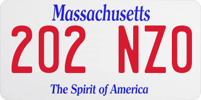 MA license plate 202NZ0