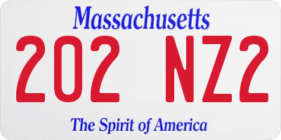 MA license plate 202NZ2