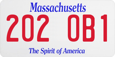 MA license plate 202OB1
