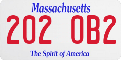 MA license plate 202OB2