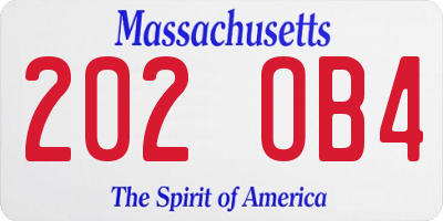 MA license plate 202OB4