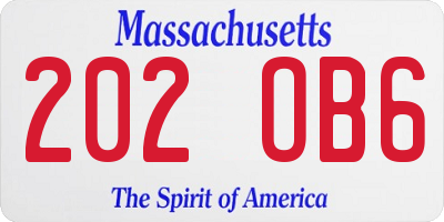 MA license plate 202OB6