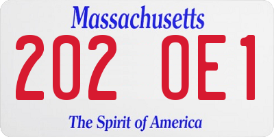 MA license plate 202OE1