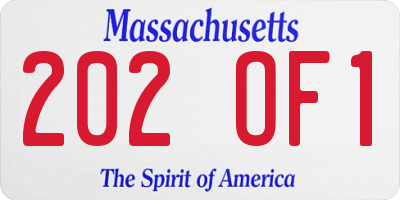 MA license plate 202OF1