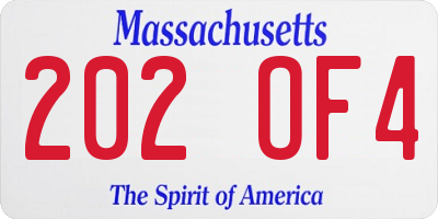 MA license plate 202OF4