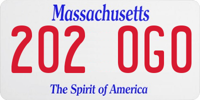 MA license plate 202OG0