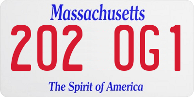 MA license plate 202OG1