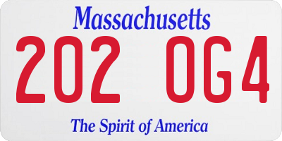 MA license plate 202OG4