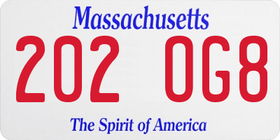 MA license plate 202OG8
