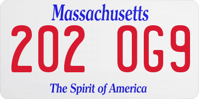 MA license plate 202OG9