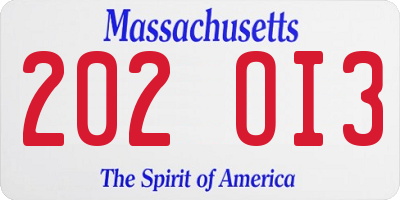 MA license plate 202OI3