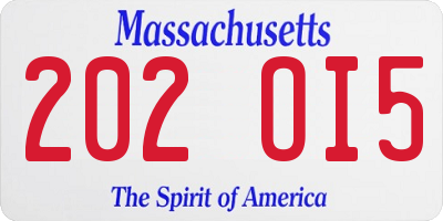 MA license plate 202OI5