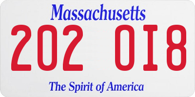 MA license plate 202OI8