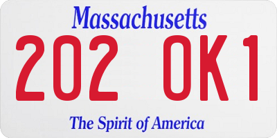 MA license plate 202OK1