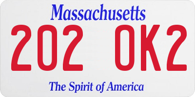 MA license plate 202OK2