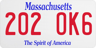 MA license plate 202OK6