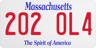 MA license plate 202OL4