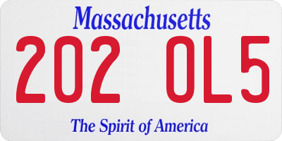 MA license plate 202OL5