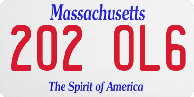 MA license plate 202OL6